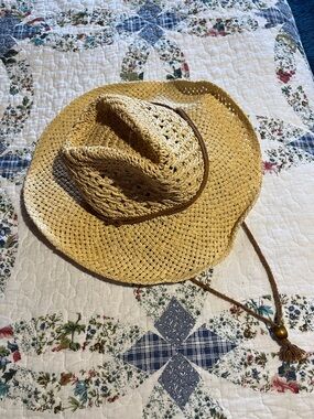 Natural Straw Cowboy Hat with Chin Cord